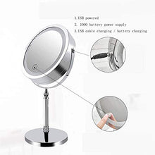 Specchio per Il Trucco, Specchio per Il Trucco Illuminato a LED, Specchio con ingrandimento 5X con Luce, Specchio cosmetico da appoggio, bifacciale, Corpo in Metallo Cromato Lucido