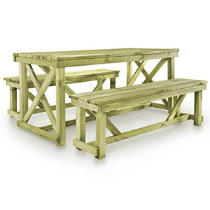 Tidyard Set da Pranzo per Esterni, Tavolo Sedie da Giardino 3 pz in Legno FSC