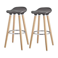 OSLO Lot de 2 tabourets de bar gris laqué + pieds hetre massif - Contemporain - L 39 x P 40 cm