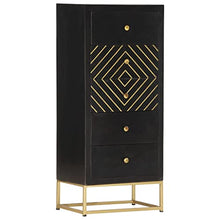 vidaXL Cassettiera Nero e Oro 45x30x105 cm in Legno Massello di Mango