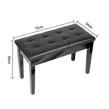 Sgabello per Pianoforte Piano Stool 2-Person Elettrico Piano Bench Bagagli sedie Tastiera Banco Cuscino PU con Bagagli Libreria (Colore : Nero, Dimensione : 75x34x50cm)