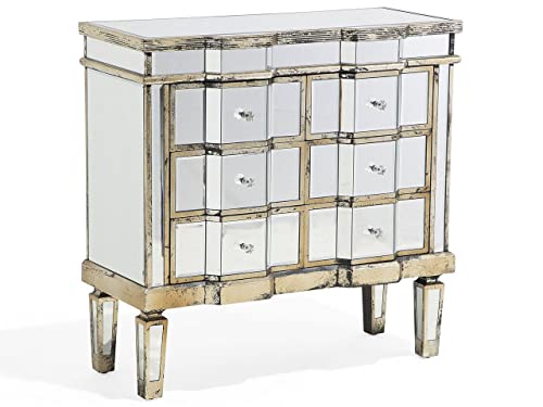 Beliani Credenza a 6 cassetti in vetro a specchio Mozela