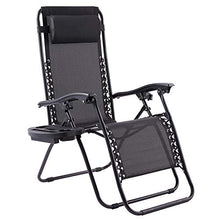VONLUCE Sedia Sdraio Reclinabile con Portabicchieri Sedia Gravità Zero per Esterni con Poggiatesta Imbottito Lettino Pieghevole e Impermeabile per Giardino, Piscina e Spiaggia (Nero-Sottile)