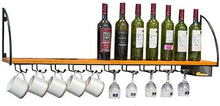 Splendidamente 80/100 / 120cm, mensola a Muro Loft con portabottiglie con Bottiglia di Vino appesa alla Parete in Metallo con cestello in Vetro/portabicchieri Cornice Nera portabicchieri in Vetro p