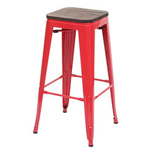 Set 2X sgabelli bistrot Design Industriale HWC-A73 Legno Metallo Verniciato Rosso