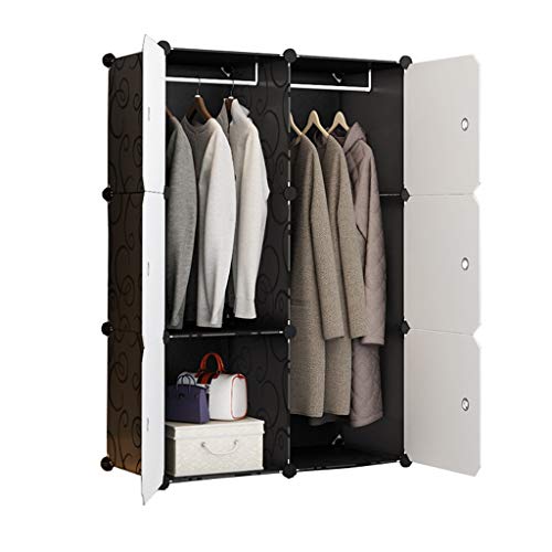 Locker Gitter Armadio Armadio Hanging Rimovibili di Plastica Scaffali 6 Porte Abbigliamento Home Camera Nero 75X47X111CM MUMUJIN
