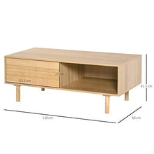 HOMCOM Tavolino da Salotto Caffè Stile Nordico con Anta e Vano Aperto, Mobile Basso Moderno Colore Legno, 110x50x41.5cm