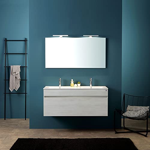 Kiamami Valentina MOBILE DA BAGNO MODERNO GRIGIO DA 120 CM CON DOPPIO LAVABO | SOLE