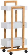 Knoijijuo 3 Strati Trolley, cremagliera Pratico Contenitore con Maniglia, Un Salone di Bellezza di Stand Passeggino Removibile, Multi-Funzione di Carrello di Servizio, di Legno