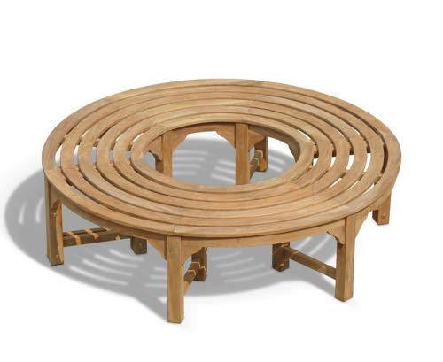 Teako Design - Panca rotonda a forma di S, resistente alle intemperie, in legno di teak massiccio, diametro esterno 220 cm, 360°