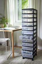 Iris Ohyama, Torre di stoccaggio, 12 cassetti da 6 L, con ruote, maniglie ergonomiche, ufficio, garage - New Chest NMC-012 - Nero