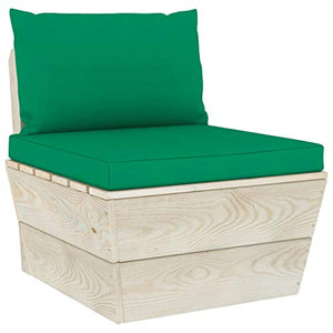 SKM Set Divani da Giardino su Pallet 5 pz con Cuscini Legno Abete (88.4kg) Verde-3461