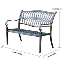 Panchina per terrazza del parco Panchina per il tempo libero all'aperto, Panchina da giardino in alluminio pressofuso resistente alle intemperie di lunga durata, Panchina da cortile retrò a 2 posti