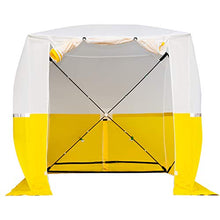 Goutime Gazebo,2×2M Padiglione da Impermeabile Pieghevole con 4 Pareti Laterali,Tenda Pop-Up Multifunzione (Bianco e Giallo)