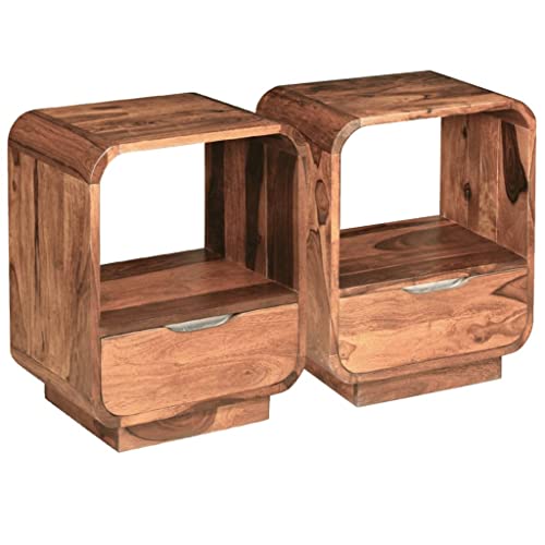 vidaXL 2x Comodino con Cassetto Legno Massello Sheesham 40x30x50cm Mobiletto