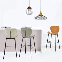 LWW Sgabelli, con il cuoio grigio scuro Faux sedia contatore da pranzo per la cucina Pub Café Gambe alta metallo nero imbottito Sgabelli moderna della base di stile sede di benna,Seatheight75cm