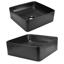 Estink - Lavabo da bagno, a forma quadrata, in ceramica moderna, per lavabo e bagno, 36 x 36 x 12,5 cm, colore: Nero