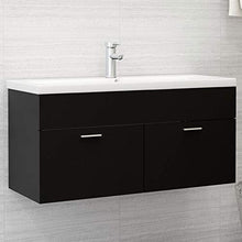Festnight Mobile Sottolavabo, Mobile Sottolavabo per Bagno, Mobile Bagno Sottolavabo Sospeso, Mobile Bagno con Ante, in Truciolato 100x38,5x46 cm Nero