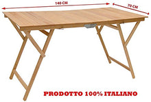 Tavolo tavolino Pieghevole in Legno di faggio Naturale 70x140 cm Campeggio casa