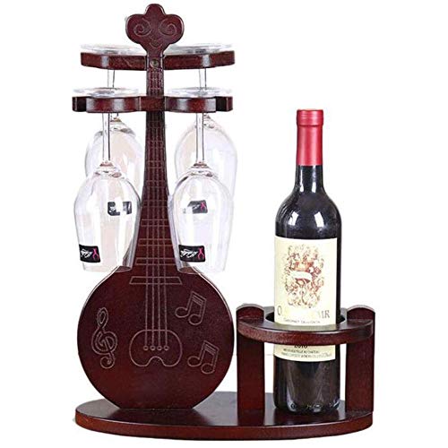 Scaffale Legno Porta Vino Cremagliera Del Vino Creativa Portabottiglie In Piedi Porta Bottiglie E Vetro - Può Contenere 1 Bottiglia Di Vino E 4 Bicchieri Da Vino