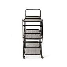 Quattro Ruote portatile strumento di archiviazione Carrello Scaffalatura mobile in metallo comoda cucina pieghevole di grande capacità piccolo appartamento piccolo ristorante nero 64X35X90cm Utility C