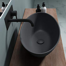 doporro Lavabo da Appoggio, Lavandino Bagno 62.5x34.5x17.5cm, Lavabo Ovale da Minerale Fuso Colossum807, Antracite Opaco