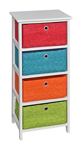 ts-ideen GmbH Mobiletto Bianco con Quattro ceste in Arancio, Verde, Blu e Rosso. Nuovo