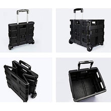 LIUJIE Carrello Utility con Carrello Pieghevole a Due Ruote con Scatola di immagazzinaggio del Tronco del Carrello Auto Leggero e Portatile, con Sedile, Peso Leggero, Nero,Nero