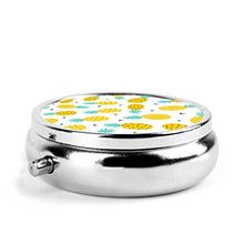 Scatola rotonda per medicina portatile, mini pillole in metallo, dispenser per pillole tascabili, borsa da viaggio, ananas e cuori.