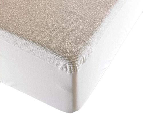 DEMONA COPRIMATERASSO Economico Copertura Fodera Impermeabile Letto Sanitario con Angoli Singolo Matrimoniale Piazza E Mezza SPEDIZIONE Gratuita (Bianco, Piazza E Mezza)