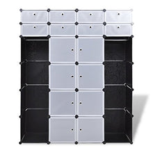 Shengtaieushop armadietto modulare con 18 Scomparti Nero e Bianco Panno Armadio 37 x 146 x 180.5 cm
