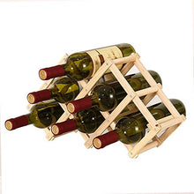 YQJ Portabottiglie da Vino in Legno Artigianali da Appoggio, Portabottiglie da Tavolo Pieghevole per Cucina Bar, 3-6-10 Slot,Natural,6 Bottle