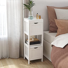 VASAGLE Armadietto da Terra in Legno per Il Bagno Comodino per Medicine Autoportante Mobile ad Angolo con 2 Cassetti Bianco BBC42WT