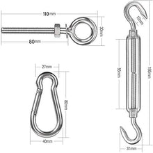 Kit di Fissaggio e Installazione 10PCS Heavy Duty Kit Fissaggio Tenda a Vela, Kit Fissaggio per Vela da Sole, Kit Fissaggio per Vela da Giardino per Triangolo Rettangolo, Tenda Parasole di Fissaggio