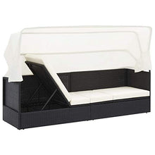 FAMIROSA Divano da Giardino con Tettoia in Polyrattan Nero