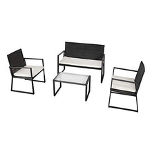 Aktive 61009 - Set di mobili da Giardino in Rattan Sintetico: Divano(114x58x84) + 2 poltrone (57,5x58x84) + Tavolo (71x41x39)