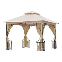 Outsunny Gazebo da Giardino 3x3M in Metallo con Tettuccio e Pareti in Poliestere Beige