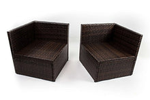 AVANTI TRENDSTORE - Adelino - Set da giardino con tavolino incluso, in polirattan marrone scuro e vetro, cuscini di seduta in grigio