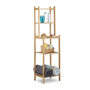 Relaxdays 10020948 Scaffale Bagno in Bambù 5 Ripiani per Cucina Corridoio Mobiletto Aperto HxLxP: 121 x 33 x 28 cm, Beige