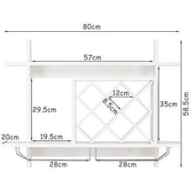 COSTWAY Mensola per Vino da Parete, Scaffale da Parete per Vino con Ripiani, in Legno, Bianco, 80 x 20 x 58,5 cm