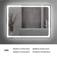 AYYEBO Specchio Parete per Bagno con Luce LED Regolabile, Anti Nebbia Interruttore Tattile Dimmerabile, Specchi per Il Trucco Retroilluminati Rettangolari (Size : 75x100cm)