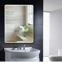 AYJS Specchio da Bagno, Specchio per Il Trucco Autoadesivo A Parete, Semplice, Elegante, Anticorrosione, Nessuna Deformazione, Design Smussato Arrotondato, Liscio E Non Deformabile