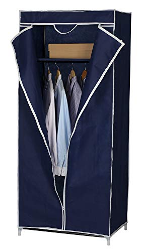 REPLOOD Armadio in Tessuto TNT 70x45x160 con Apertura Centrale Guardaroba Salvapazio (Blu)