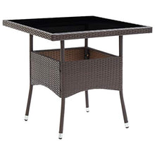BIGTO - Tavolo da picnic per esterni, in rattan e vetro, decorazione bistrot marrone, 80 x 80 x 75 cm
