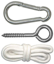 AMANKA Kit per Appendere sedie sospese Poltrona sospesa Amaca a Sospensione Dondolo Appeso | in Robusto Metallo | incl. Moschettone Golfare Corda | Peso Max supportato ca 160 kg