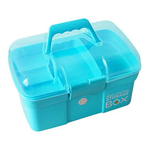 Ovitop Scatola Medica a Doppio Strato con Coperchio Scatola di Immagazzinaggio Medico Soccorso Kit di Pronto Soccorso Domestico Portatile-Blu
