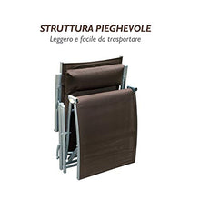 miozzi Lettino Prendisole Relax Reclinabile Pieghevole Telaio in Metallo Marrone 137x63.5x100.5 cm