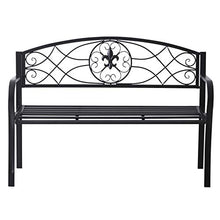Outsunny Panchina da Giardino Design Floreale Ergonomica con Braccioli per 2 Persone Metallo Nero, 128x50x91 cm