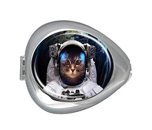 Custodia per pillole in stile astronauta con gatto nello spazio esterno, custodia ovale per medicina e pillole di vitamina