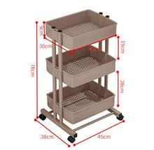 Carrello di stoccaggio Carrello multifunzione in plastica a 3 strati, con capacità fino a 220 libbre, carrello di stoccaggio per vasca per impieghi gravosi con cremagliera di approfondimento, marrone